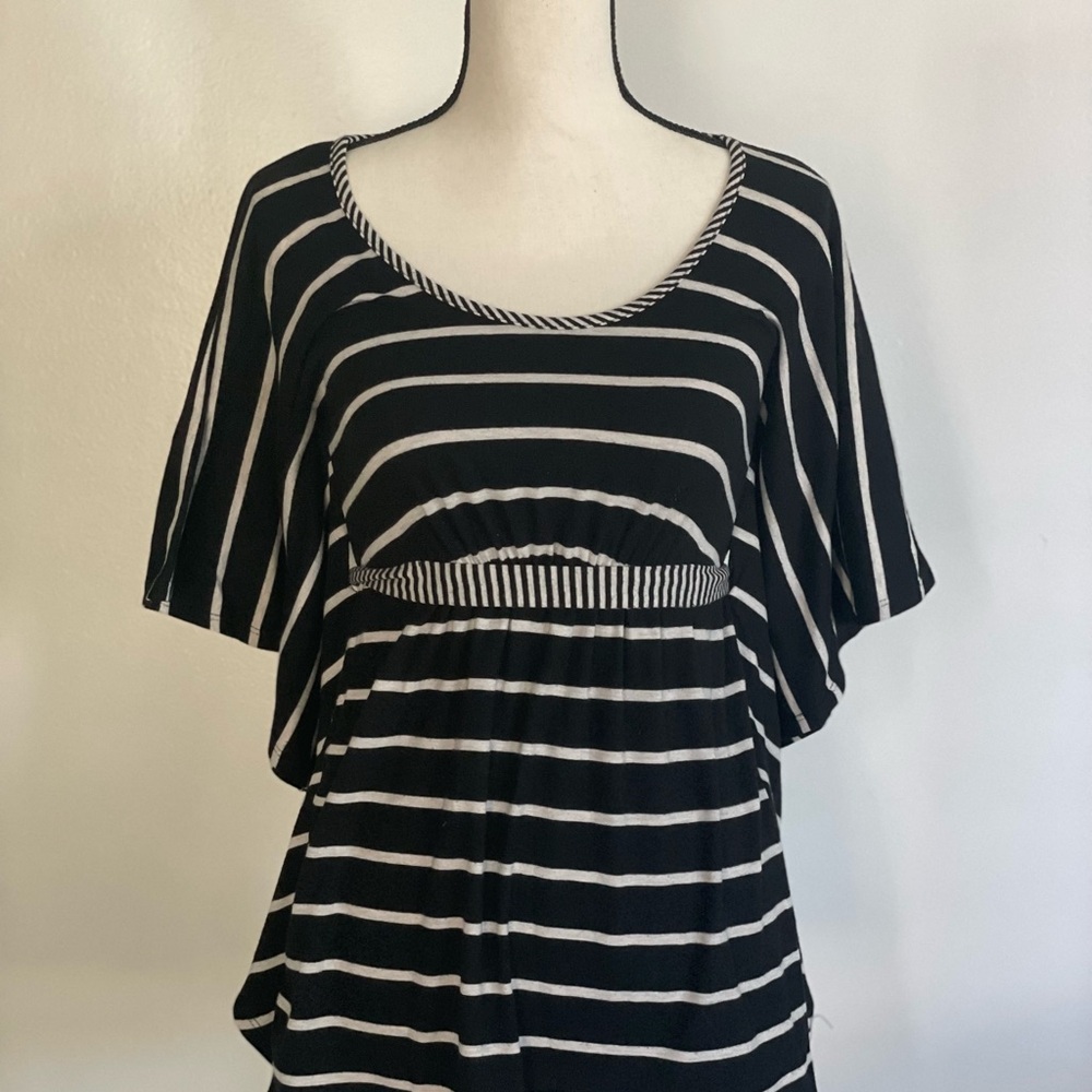 Poof! Black and White Striped Top